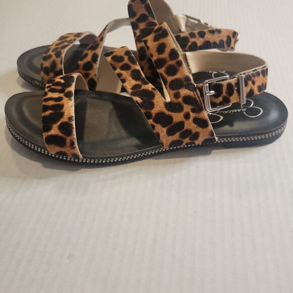 Jessica Simpson Braelyn Flat leopard print sandal with rhinestone trim sz. 7 - Picture 3 of 8